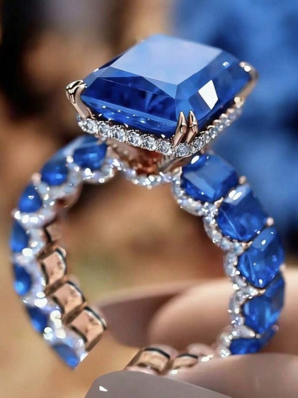 Elegant Blue Sapphire Statement Ring - Brand